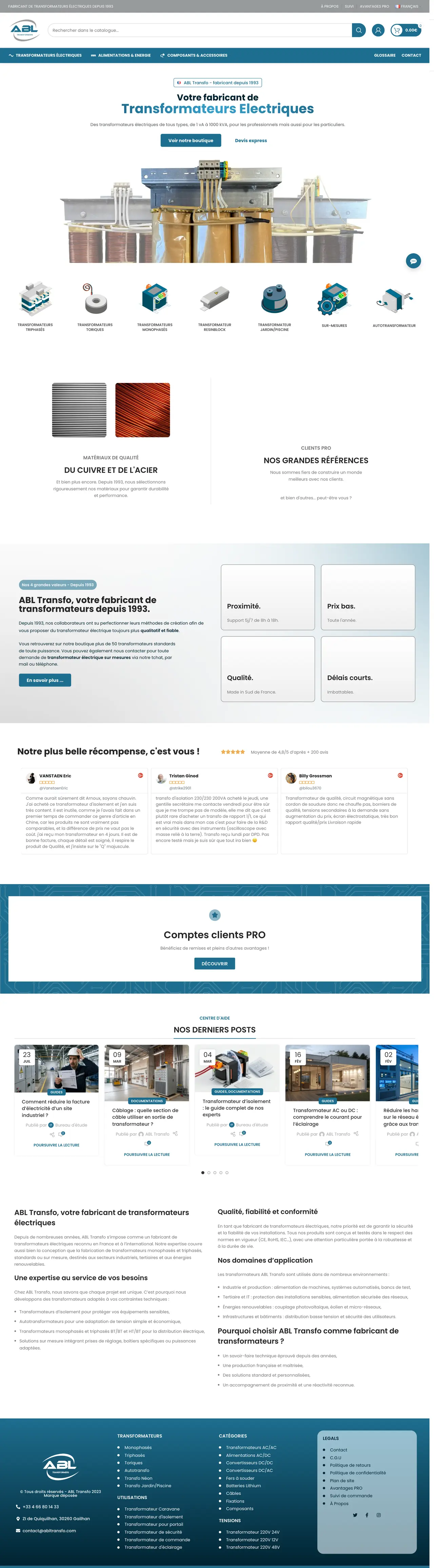 Site ABL Transfo conçu par astr.studio