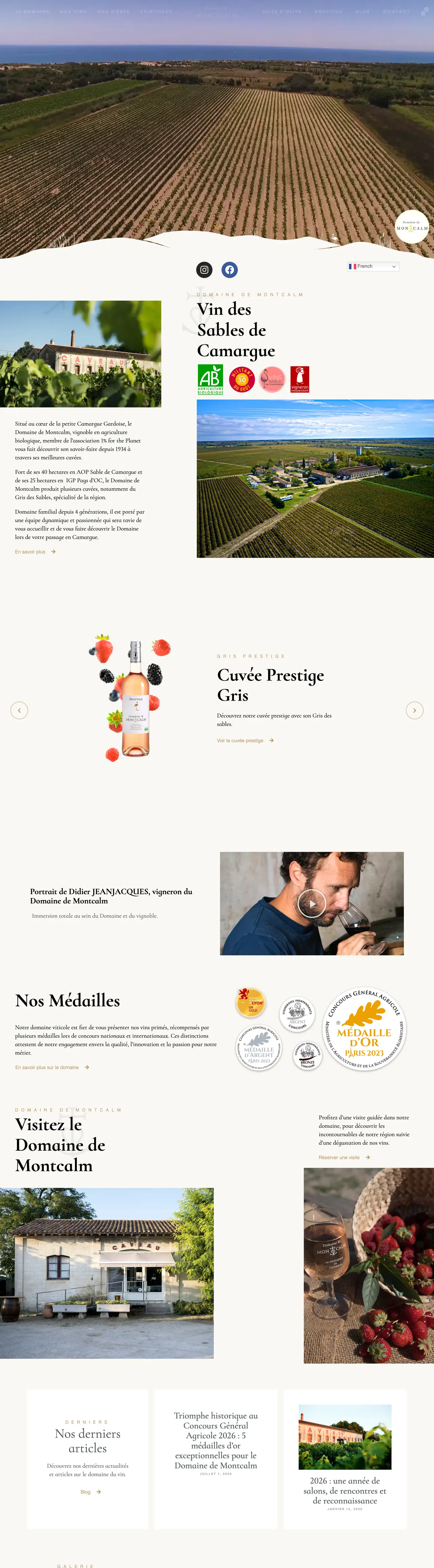 Site Domaine de Montcalm conçu par astr.studio