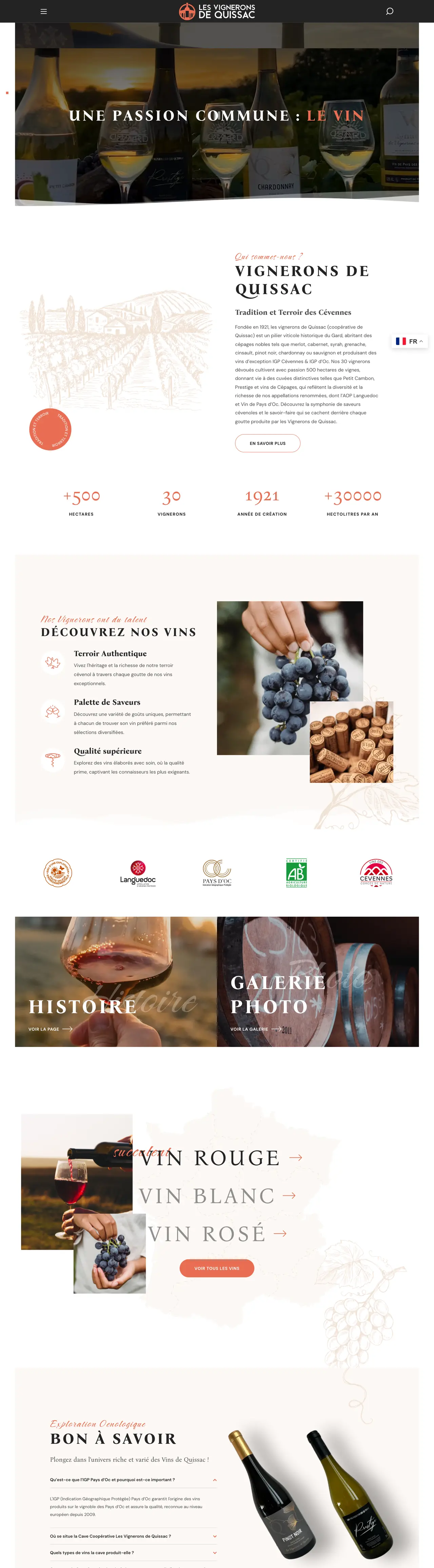 Site Vignerons De Quissac conçu par astr.studio